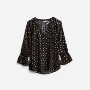 Stitchfix LUQ Celeste Covered Button Henley Top  M | Black